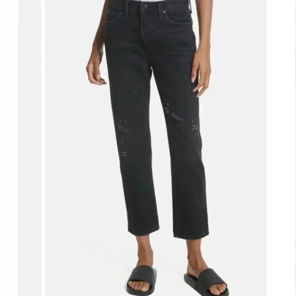 Vince Vintage Straight Jeans Black Wash Distressed - Picture 2 of 12